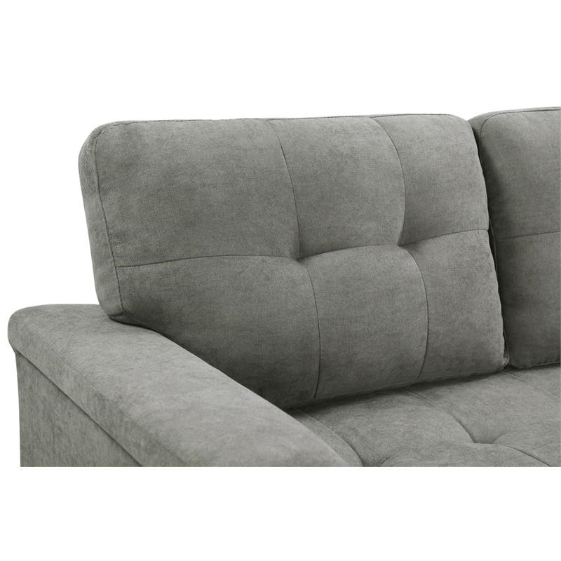 Lucca Light Gray Fabric Reversible Sectional Sleeper Sofa Chaise With Storage Homesquare Lucca Light Gray Fabric Reversible, Lucca Light Gray Linen Reversible Sleeper Sectional Sofa With Storage Chaise