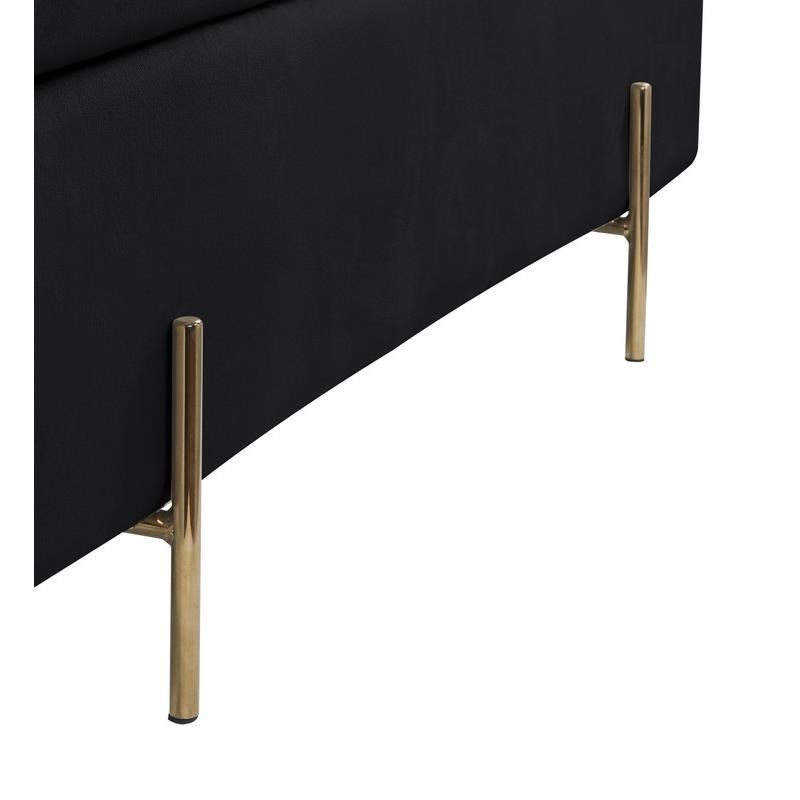 Lilola Home Emma Velvet Storage Bench with Metal Legs in Black Homesquare