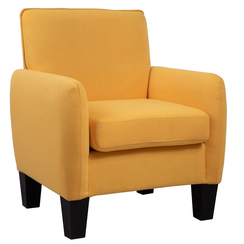Lilola Home Mia Yellow Linen Fabric Contemporary Accent Arm Club Chair