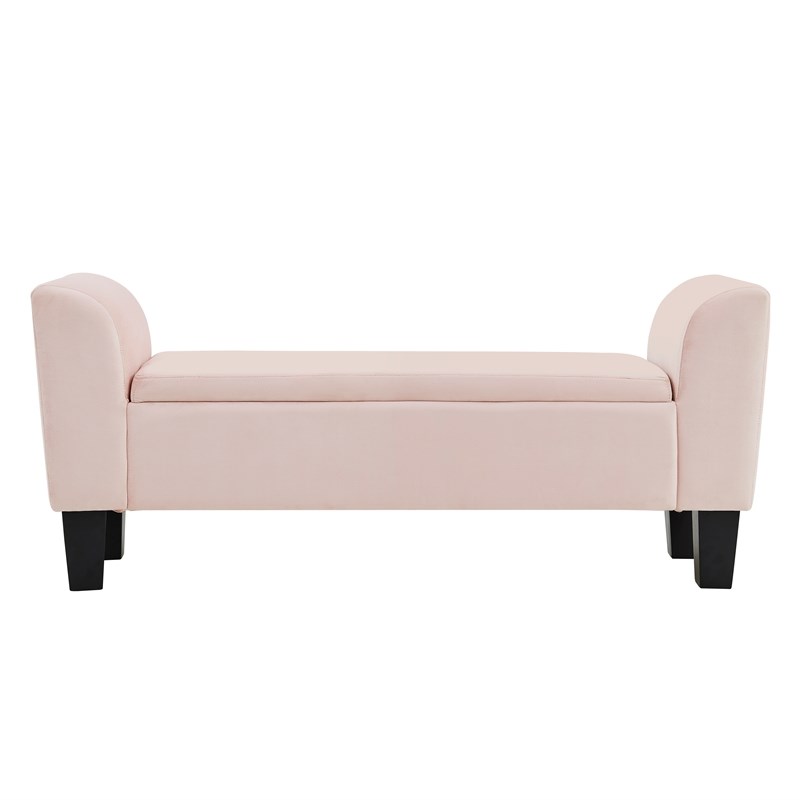 mila pink velvet ottoman bench with storage - 88871