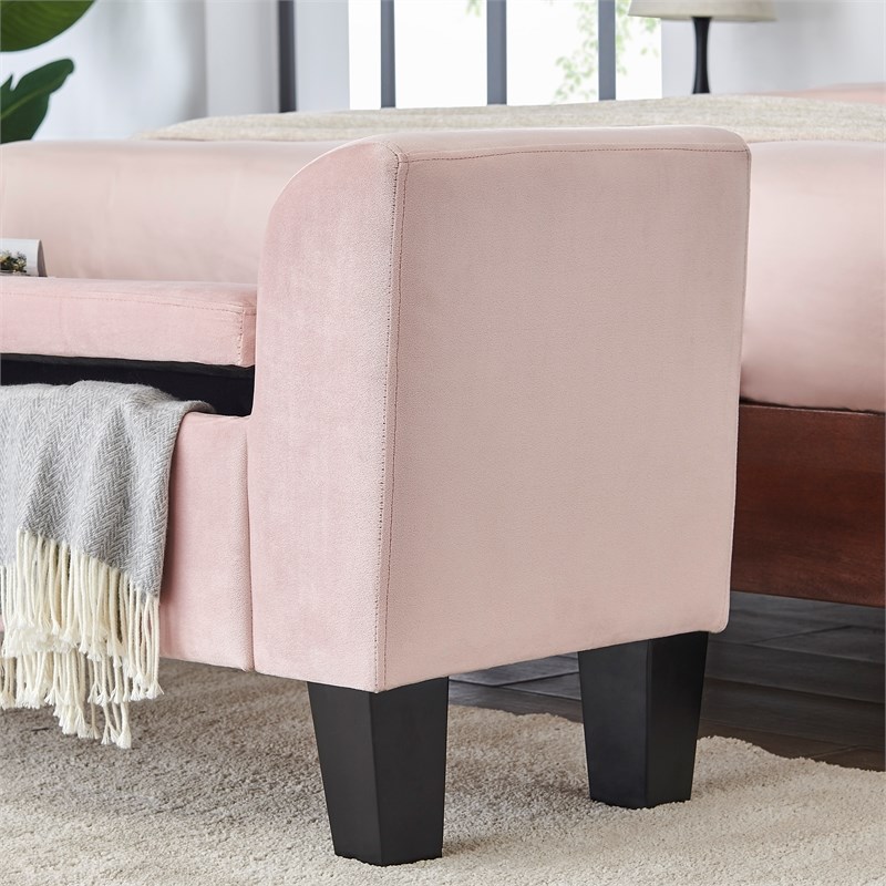 mila pink velvet ottoman bench with storage - 88871