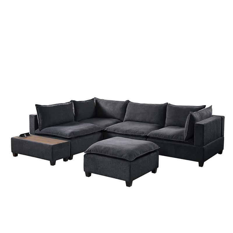 With Usb Storage Console In Dark Gray, Madison Home Sectional Sofa