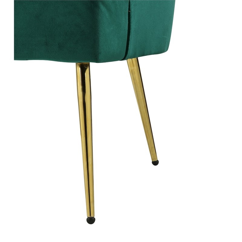 Naomi Velvet Wingback Accent Arm Chair with Metal Legs in Green