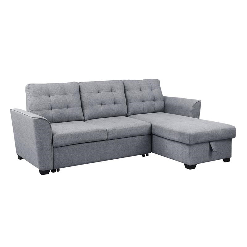 Avery Light Gray Fabric Sleeper, Easy To Assemble Sectional Sofa