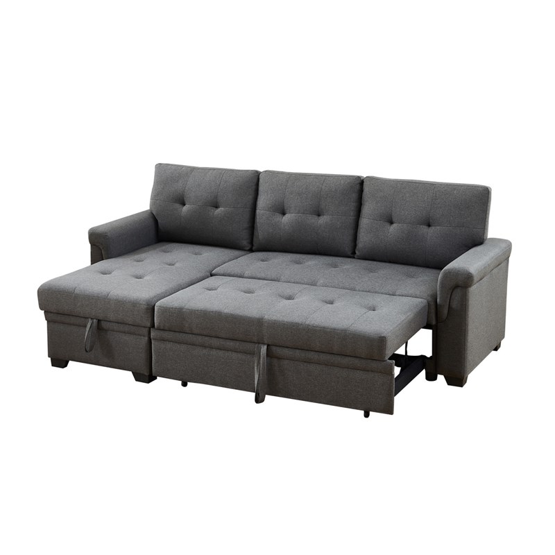 Destiny Dark Gray Fabric Reversible, Reversible Sleeper Sectional Sofa With Storage Chaise
