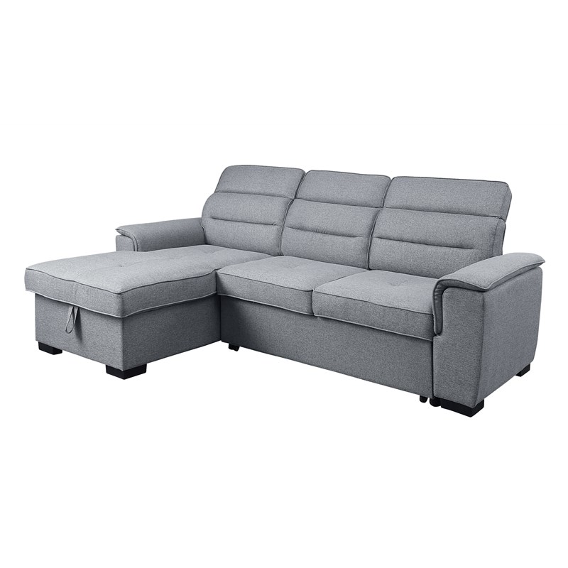 Jaxon Light Gray Linen Sleeper Sectional Sofa With Left Facing Storage Chaise 81392l - Left Facing Sectional Sofa With Storage Jaxon Light Gray Linen Sleeper Sectional Sofa With Left Facing Storage Chaise 81392l - Left Facing Sectional Sofa With Storage