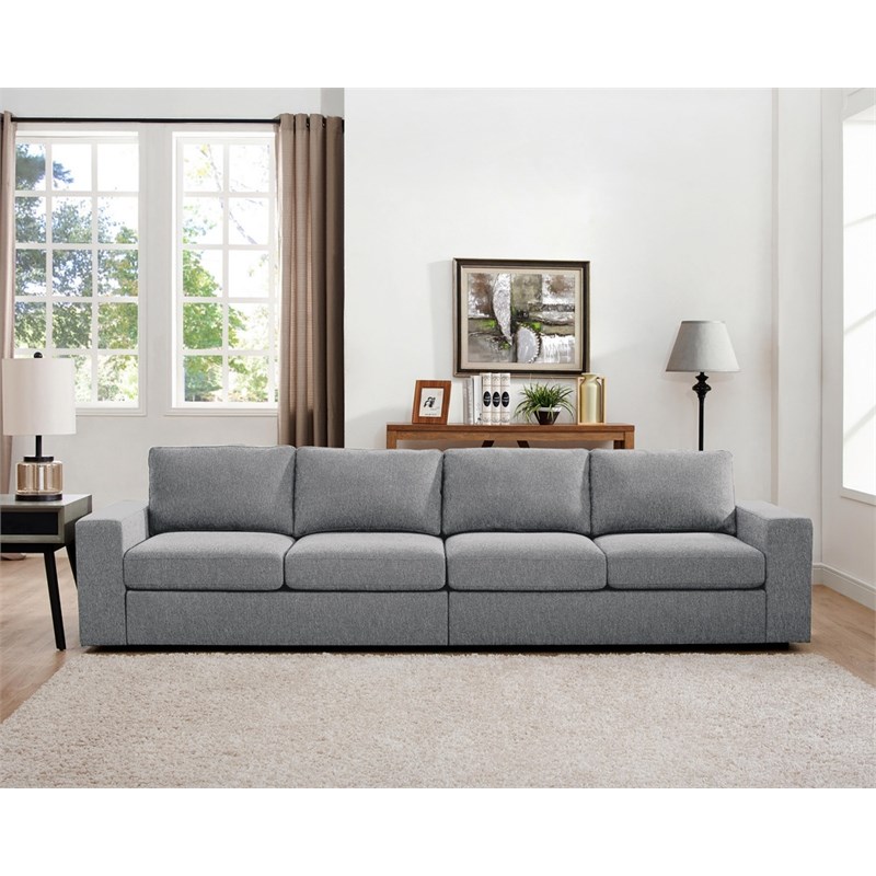 LILOLA Home Jules 4 Seater Modern Sofa in Light Gray Linen Fabric