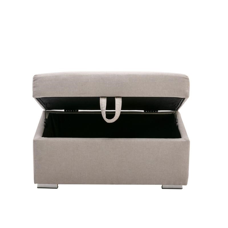 Nolan Beige Linen Fabric 6Pc Double Chaise Sectional Ottoman Console Table