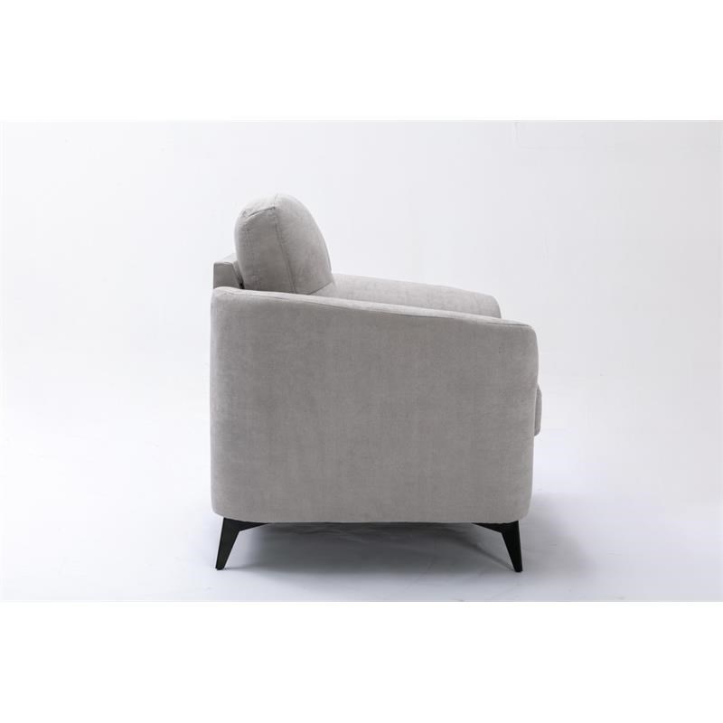 Callie Light Gray Velvet Fabric Chair with Tufted Cushion and Metal Legs