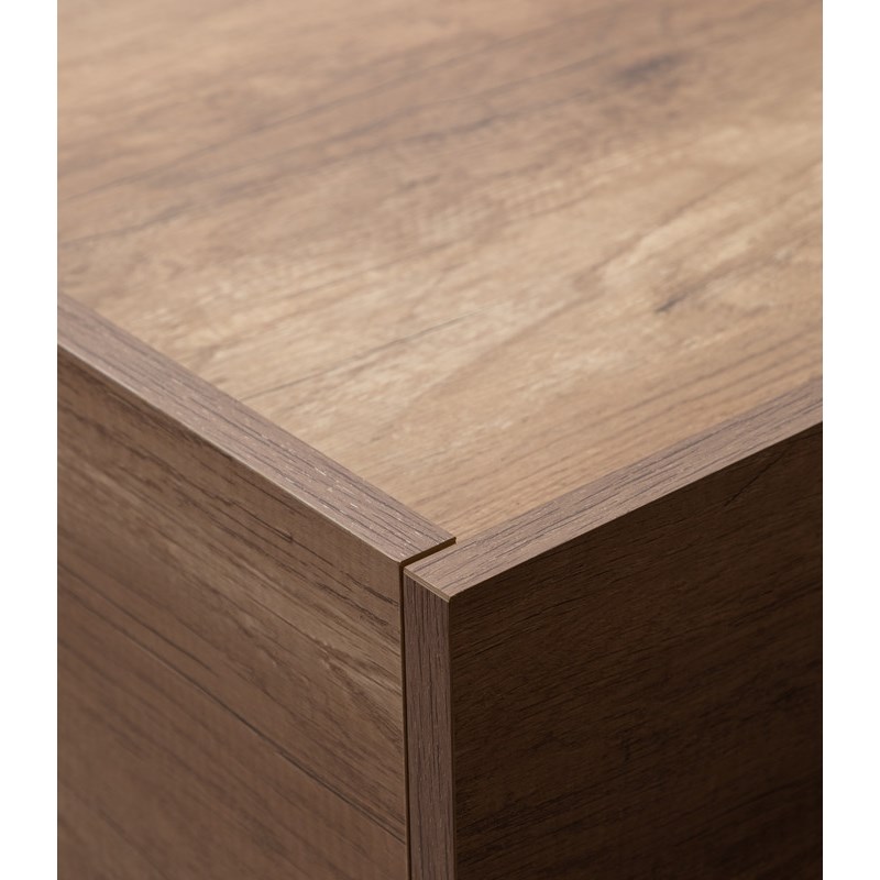 Eleanor Light Brown Engineered Wood Finish Coffee Table w/ 2 Handleless drawers
