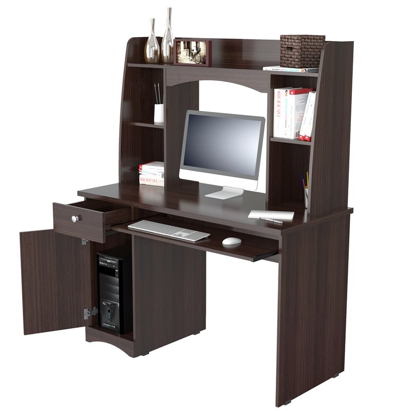 inval jansee espresso computer desk with hutch cc6901