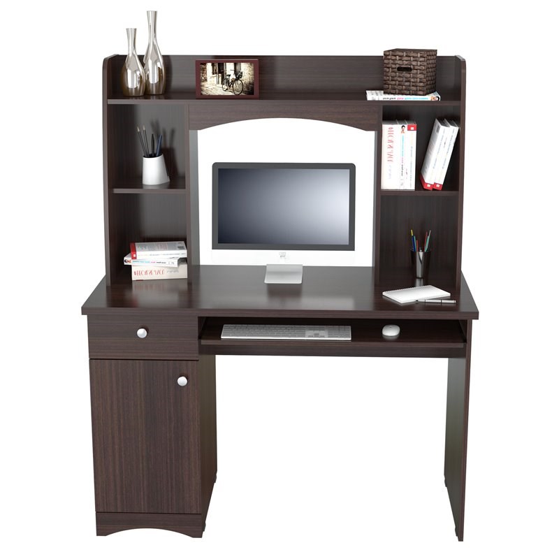 inval jansee espresso computer desk with hutch cc6901