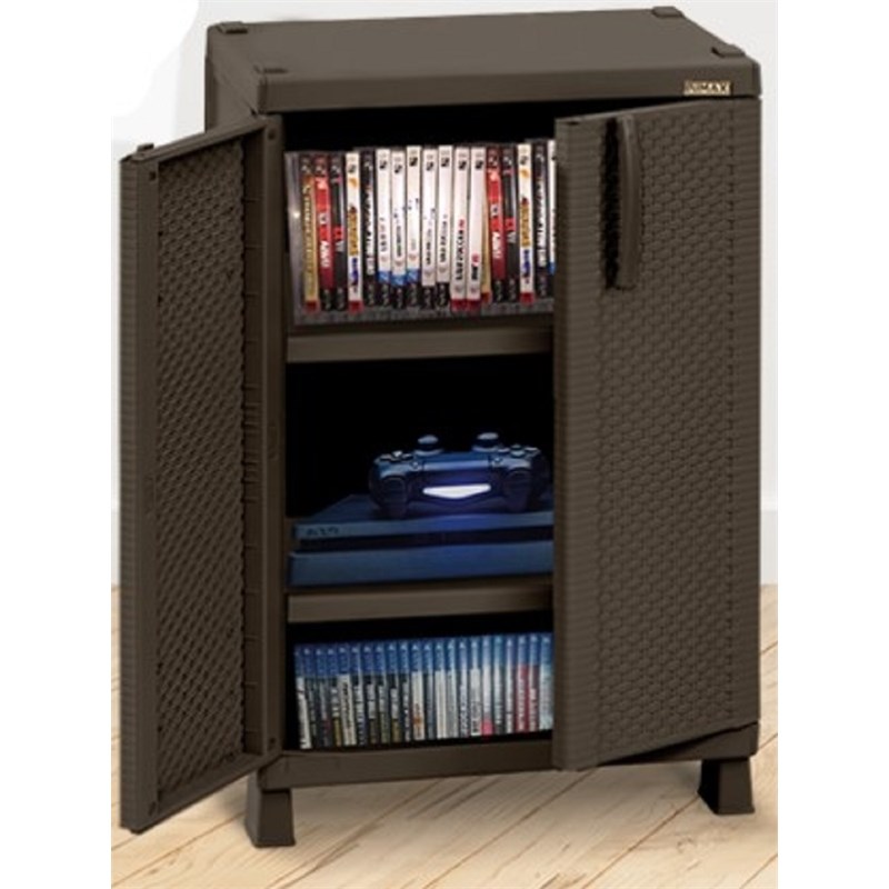Rimax Brown Resin Rattan Compact Cabinet