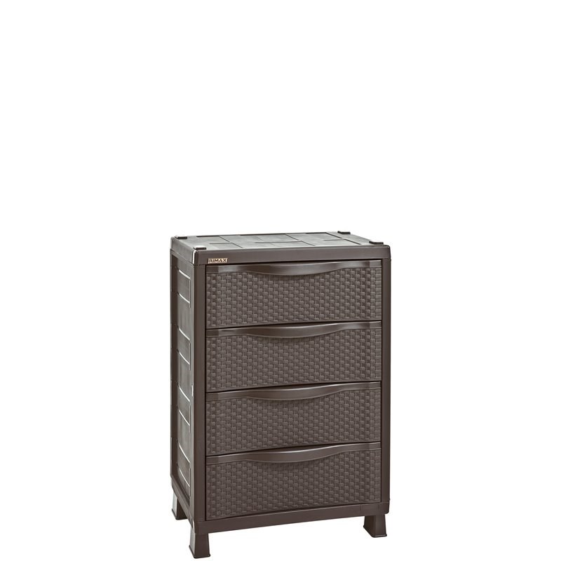 Rimax Brown 4-Drawer Resin Rattan Chest