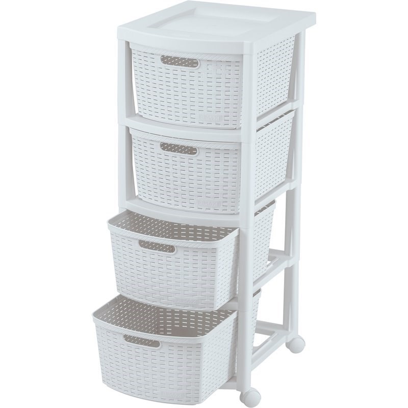 Rimax White Four Drawer Rolling Cart