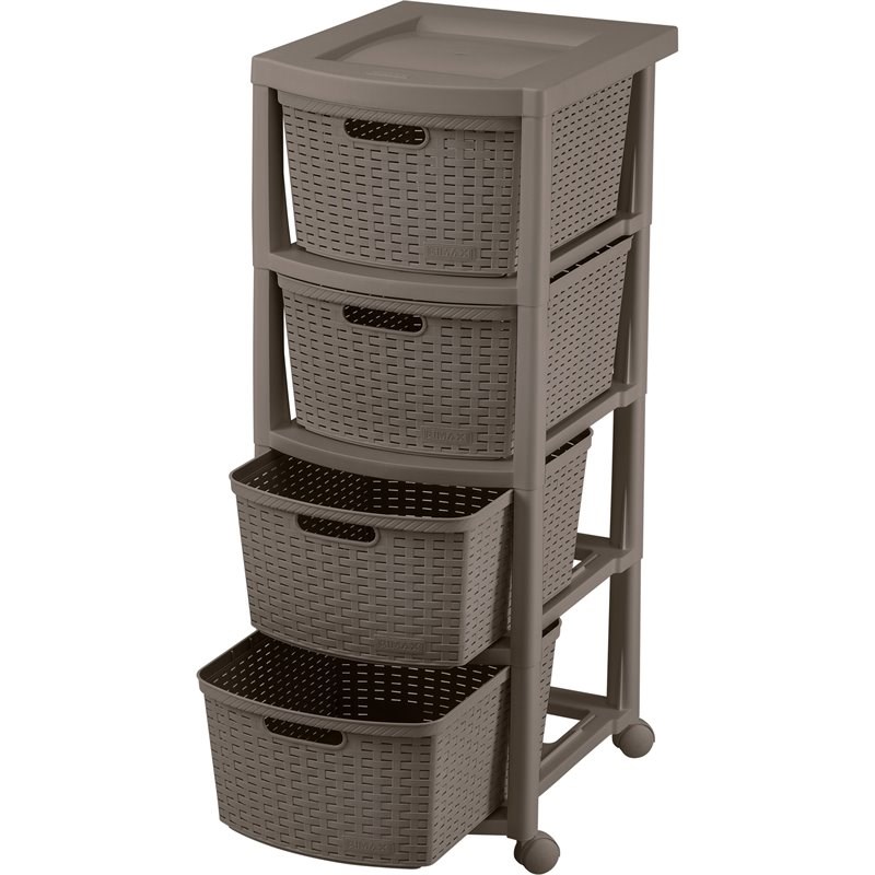 Rimax Wengue Four Drawer Rolling Cart