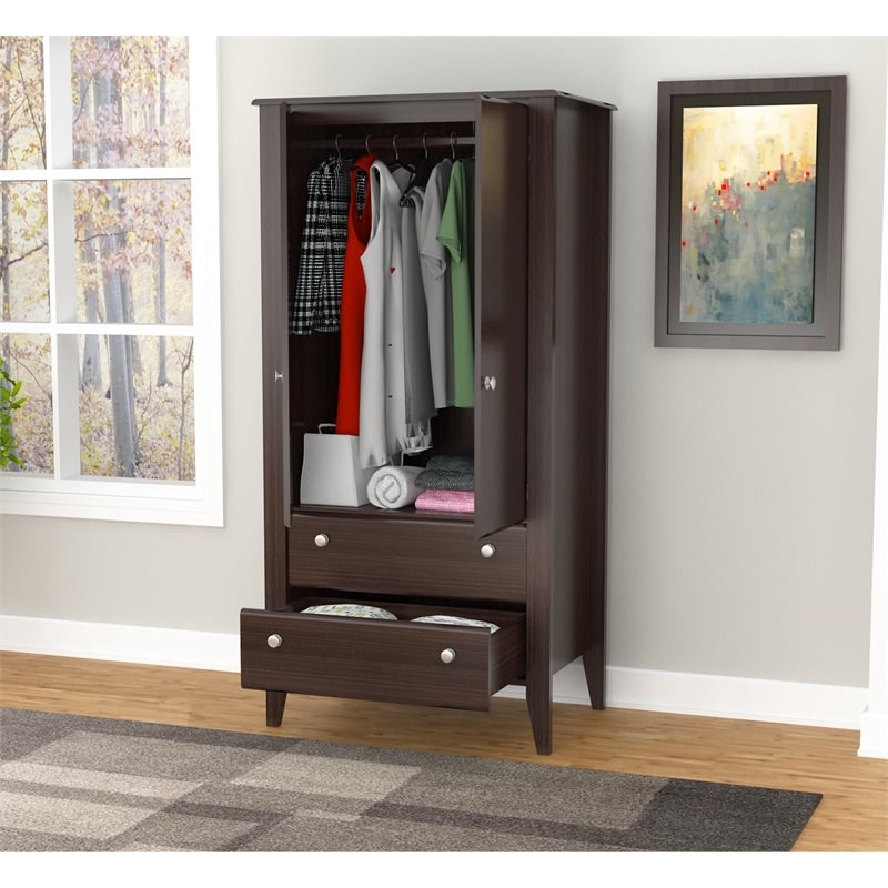 Inval America Two Door 2 Drawer Wardrobe Armoire in Espresso Homesquare
