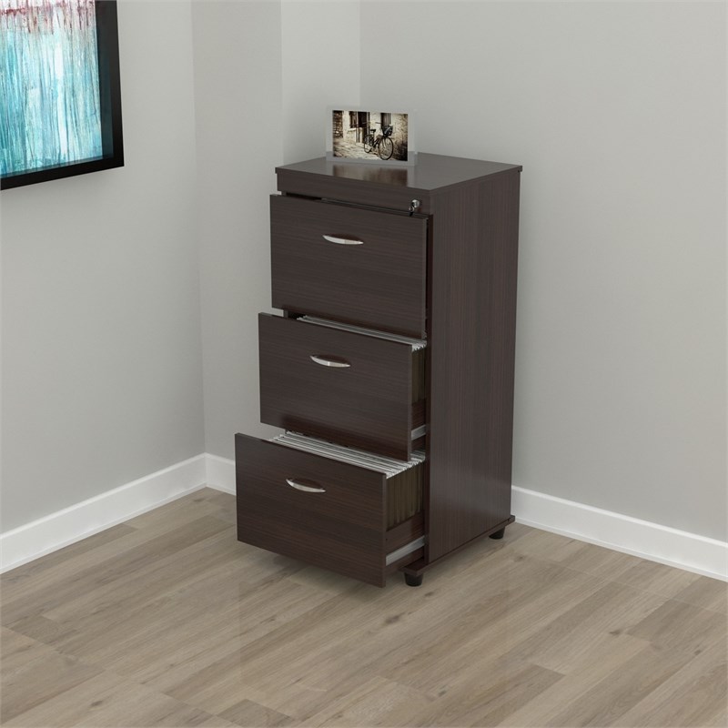 Inval America Uffici Three Drawer Espresso File Homesquare