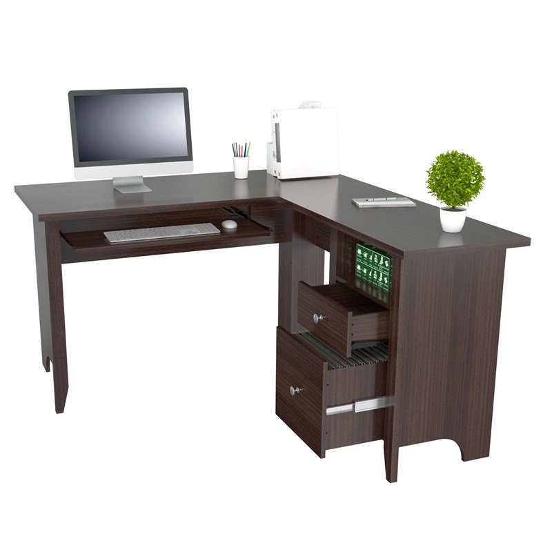 Inval Espresso L-Shaped Computer Writing Desk