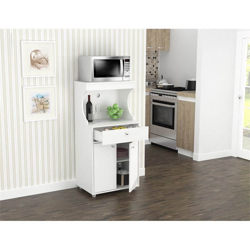 Inval GALLEY  Kitchen/Microwave Storage Cabinet in White Engineered Wood