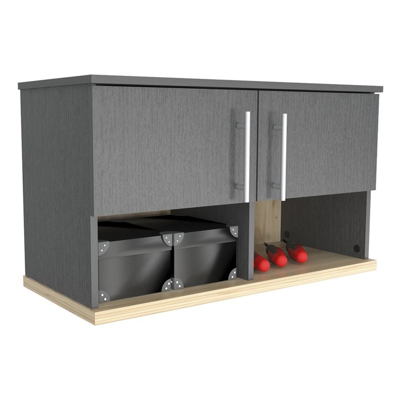 Inval Kratos Wall Mounted Garage Cabinet In Graphite Gray Engineered 