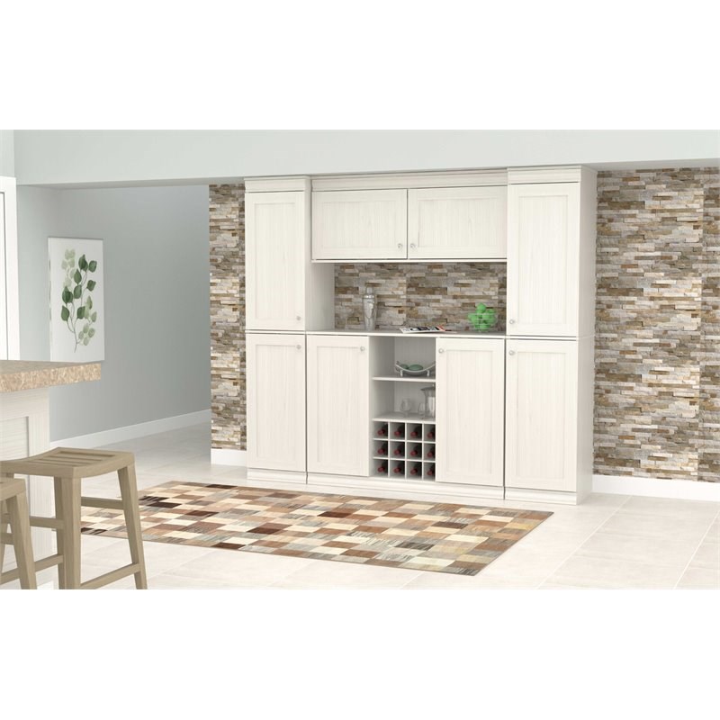 inval shaker style 4 piece buffet and slim pantry in washed oak