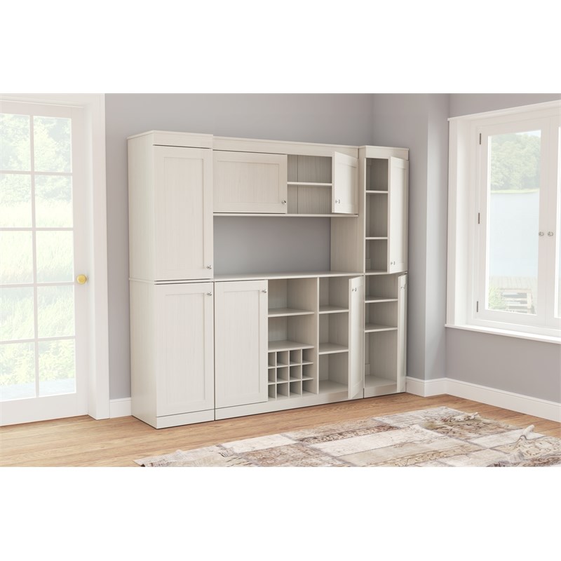 Inval Shaker Style 4 Piece Buffet and Slim Pantry in Washed Oak