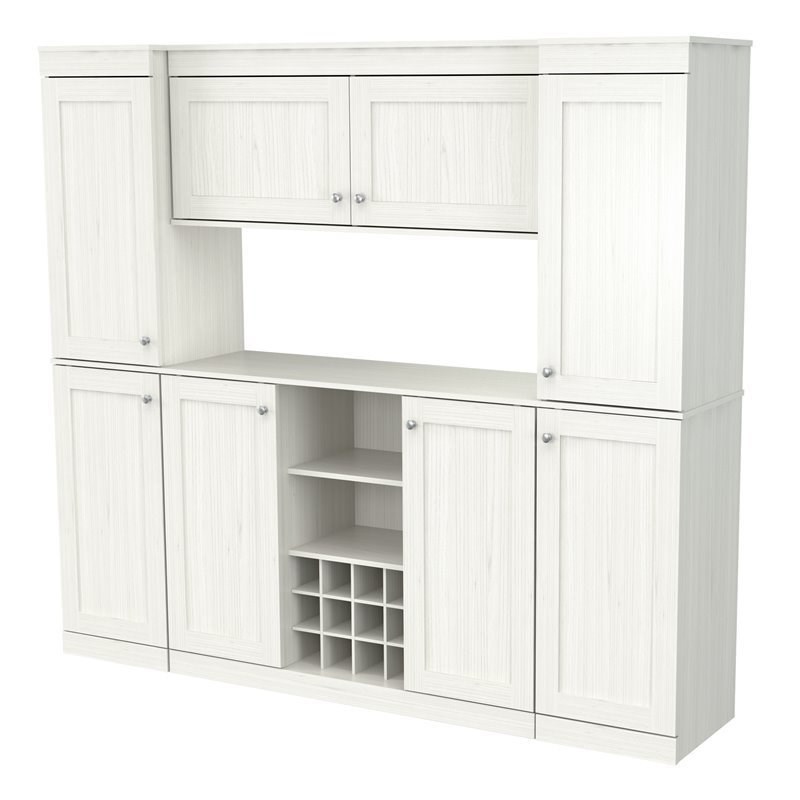 Inval Shaker Style 4 Piece Buffet and Slim Pantry in Washed Oak Engineered Wood