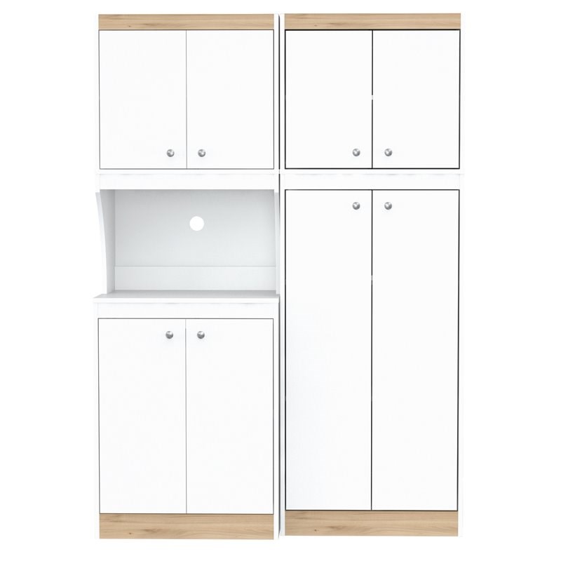 Inval GALLEY 2-Piece Pantry Set in White and Vienes Oak
