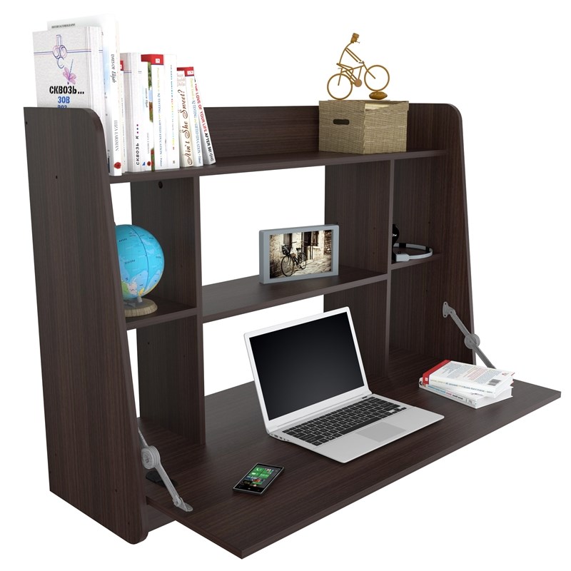 Inval Wall Mounted Floating Desk in Espresso