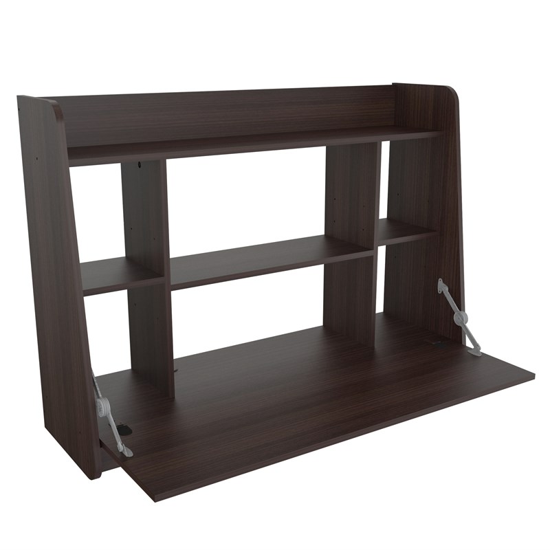 Inval Wall Mounted Floating Desk in Espresso