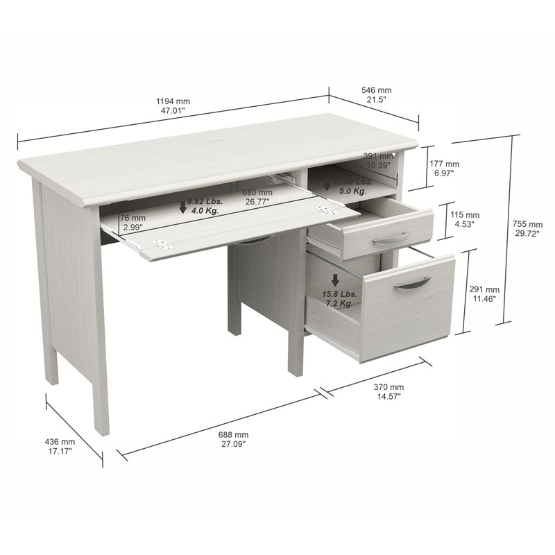 computer table size in mm