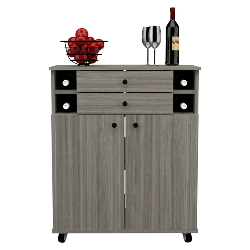 Inval Engineered Wood Buffet Corner Storage Cabinet with 2 Drawers in Gray