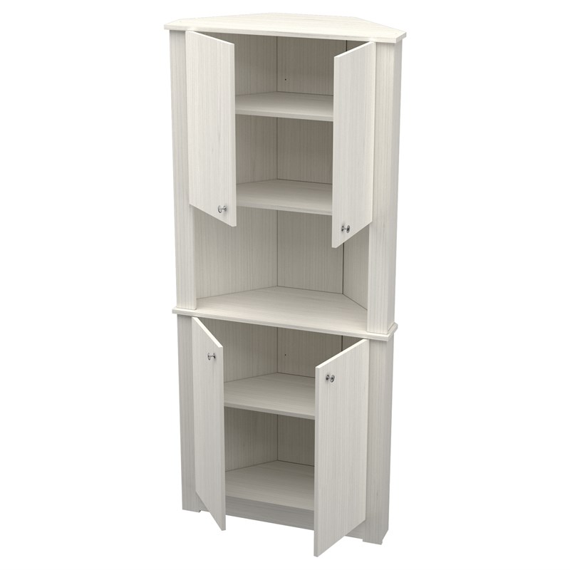 Inval 4-Door Engineered Wood Corner Pantry Storage Cabinet in Washed Oak
