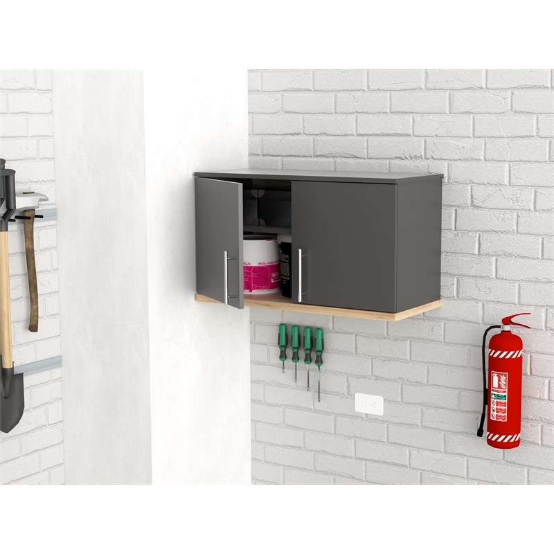 Inval Kratos Engineered Wood 2-Door Garage Storage Cabinet in Dark Gray