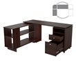 Inval America L-Shaped Engineered Wood Reversible Computer Desk in Espresso