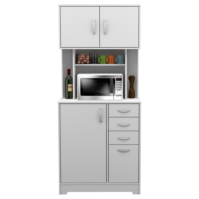 Inval Engineered Wood Kitchen Microwave Corner Storage Cabinet In White Al 4613