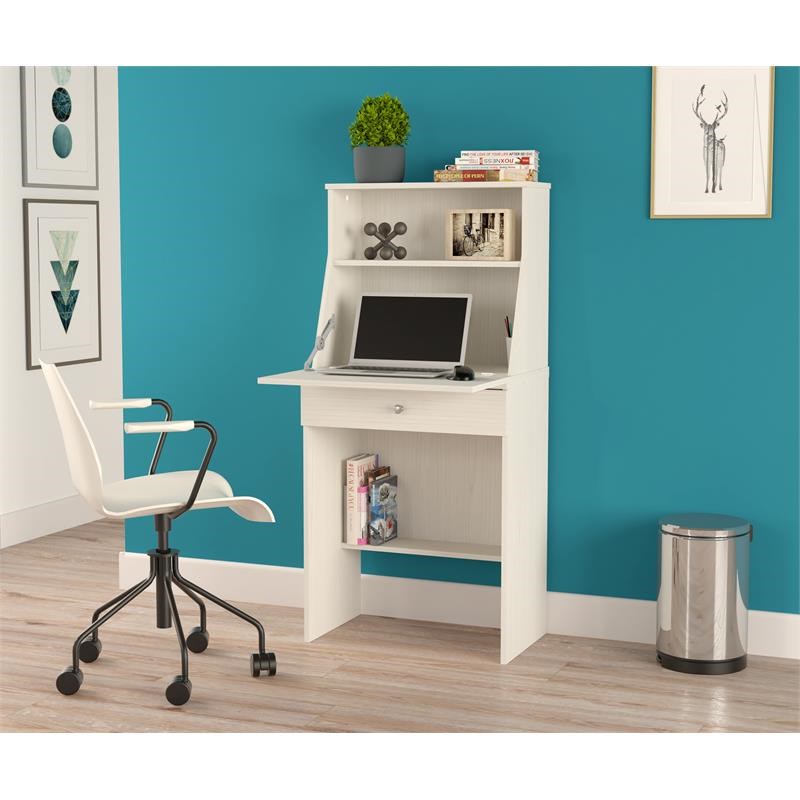 Inval 1-Drawer 1-Shelf Secretary Desk in Washed Oak