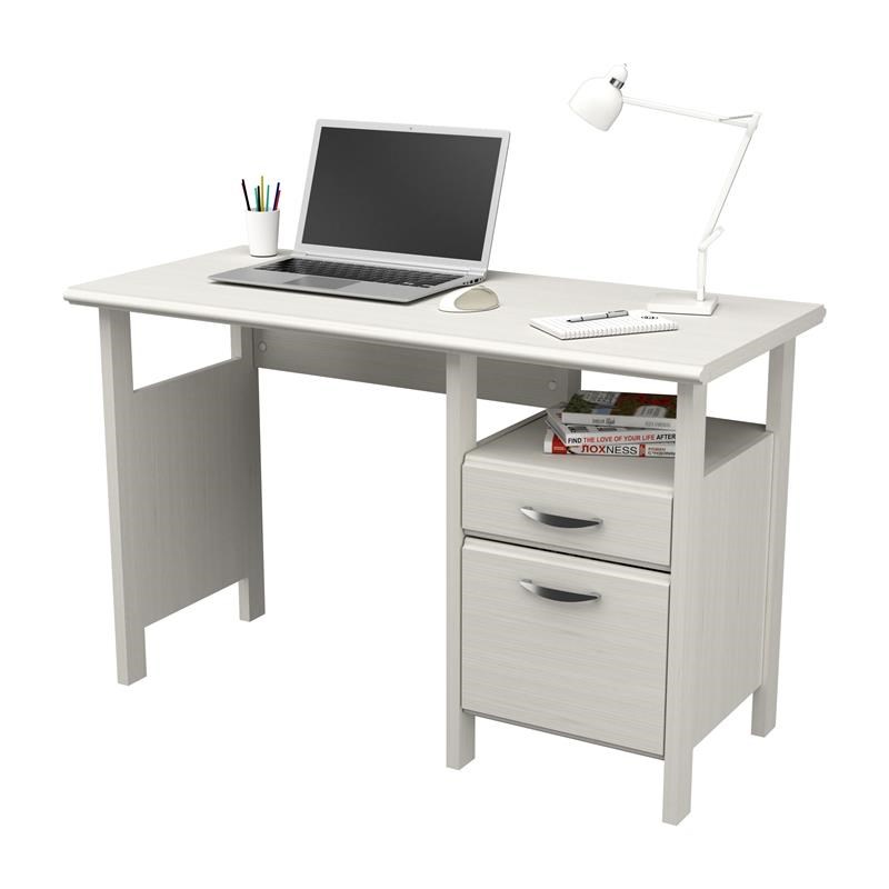 Inval 1-Drawer Writing Desk with Cabinet in Washed Oak