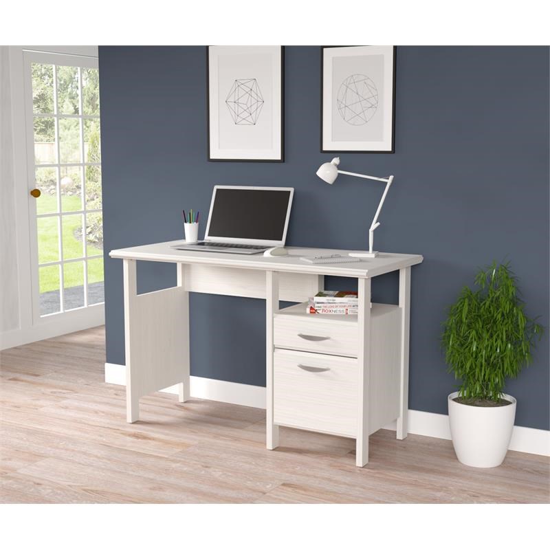 Inval 1-Drawer Writing Desk with Cabinet in Washed Oak