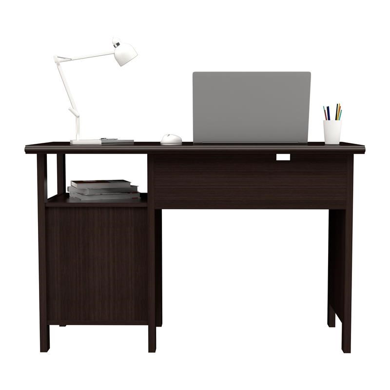 Inval 1-Drawer Writing Desk with Cabinet in Espresso