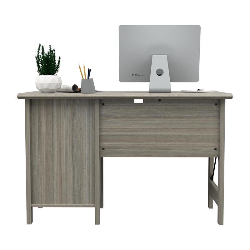 Inval 2-Drawer Computer Desk with Keyboard Tray in Gray Smoke Oak
