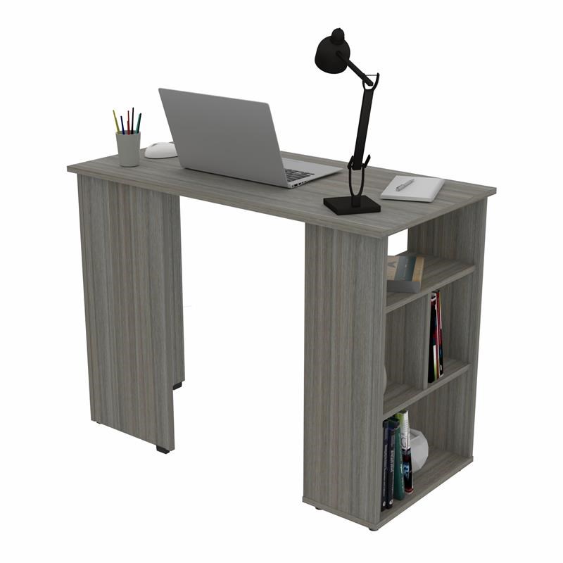 Inval Merlin 3-Shelf Computer Desk in Gray Smoke Oak
