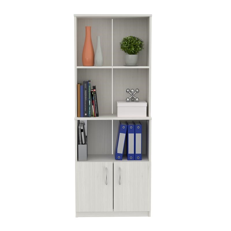 Inval 3-Shelf Bookcase with Cabinet in Washed Oak