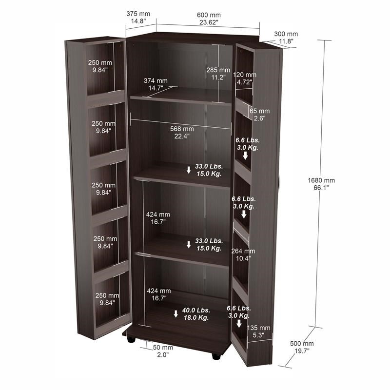 Inval 4-Shelf 2-Door Kitchen Pantry Storage Cabinet in Espresso