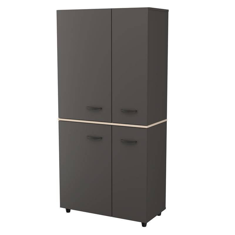 Inval Kratos 12-Shelf Garage Storage Cabinet in Dark Gray and Maple