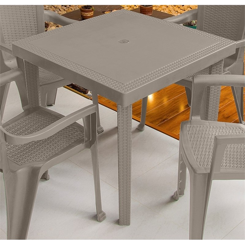Inval Infinity Outdoor Resin Dining Table in Taupe