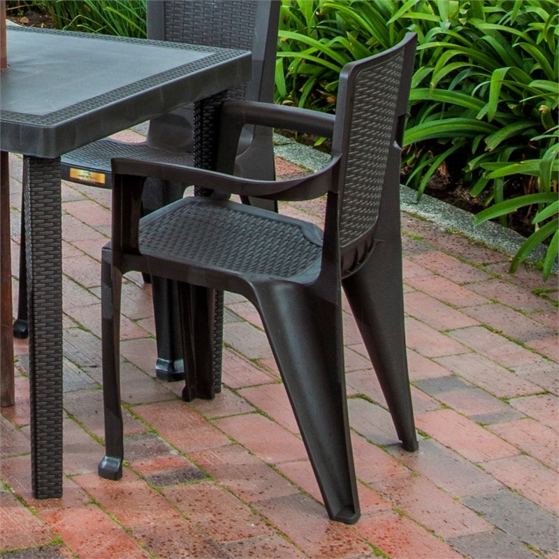 Inval Infinity 4-Piece Outdoor Dining Chair Set in Espresso