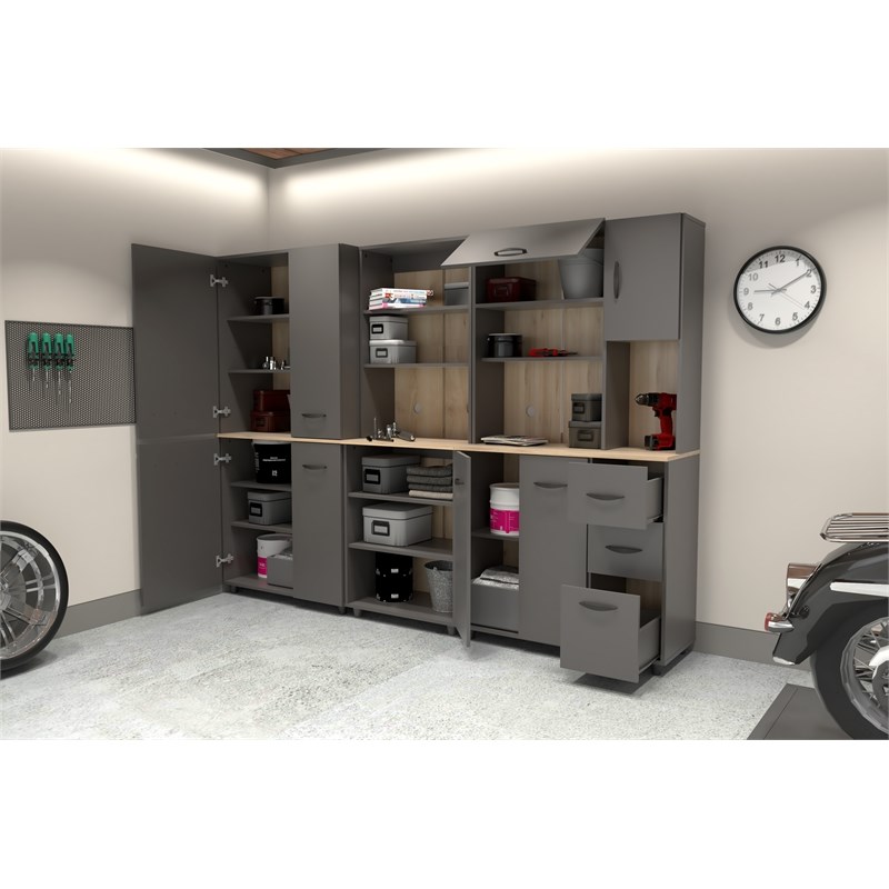 Inval Proforte 3Piece Garage Set in Dark Gray and Maple
