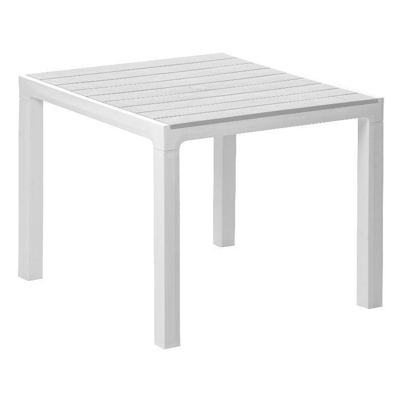 Inval Madeira 4-Seat Patio Dining Table in White/Gray